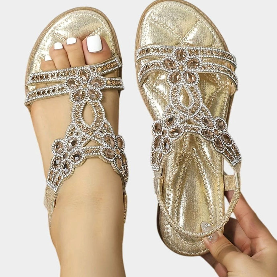 Women's Rhinestone Flat Slingback Orthopedic Sandals
