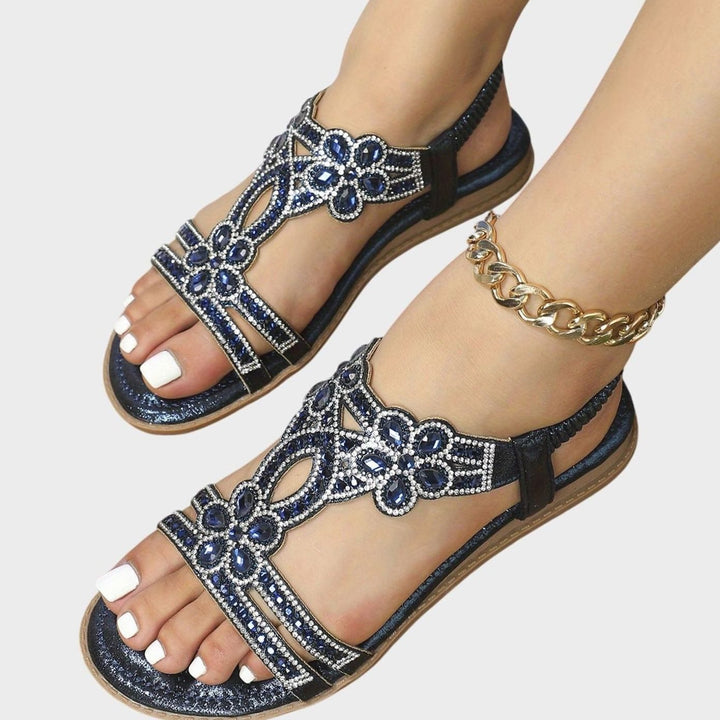 Women's Rhinestone Flat Slingback Orthopedic Sandals