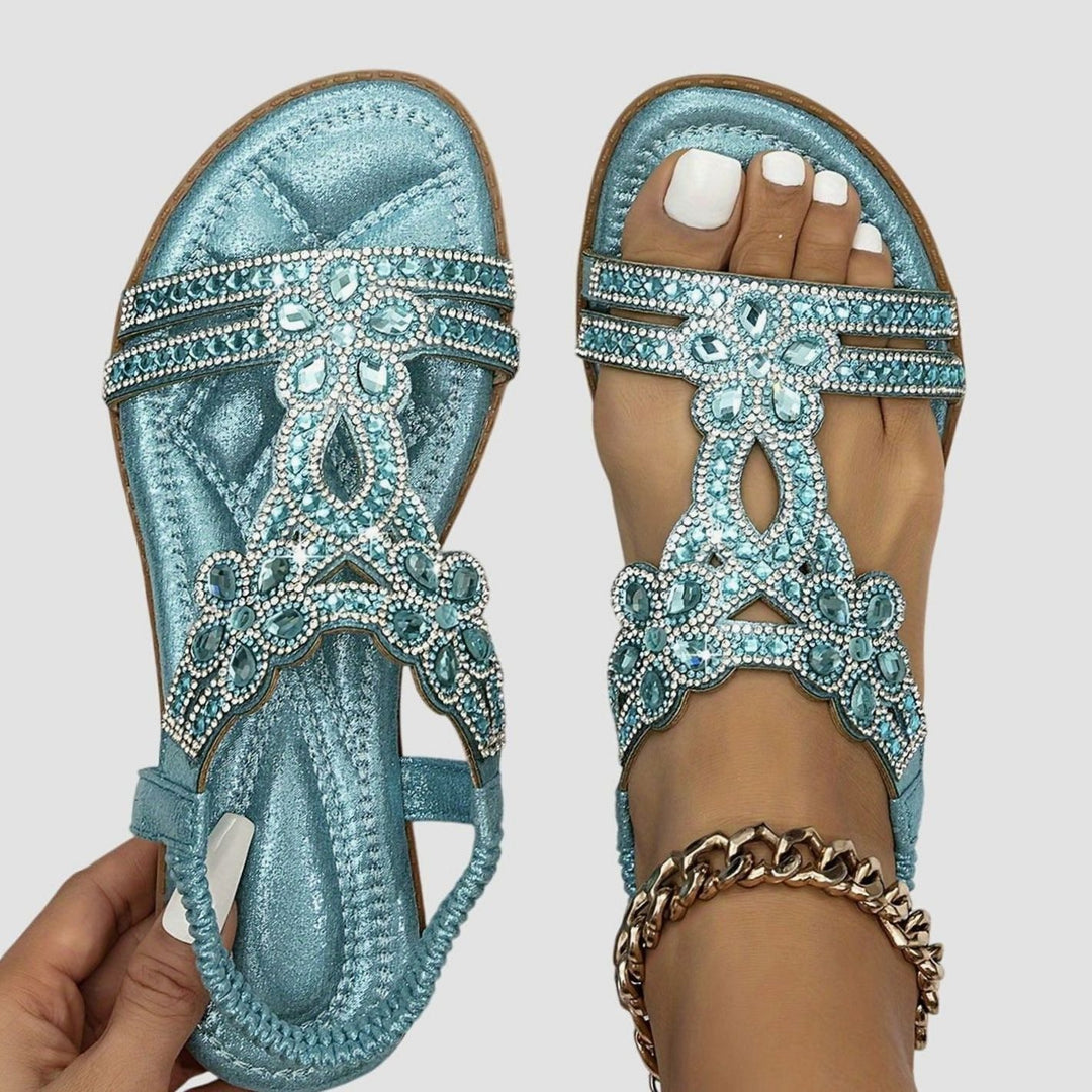 Women's Rhinestone Flat Slingback Orthopedic Sandals