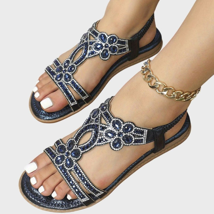 Women's Rhinestone Flat Slingback Orthopedic Sandals