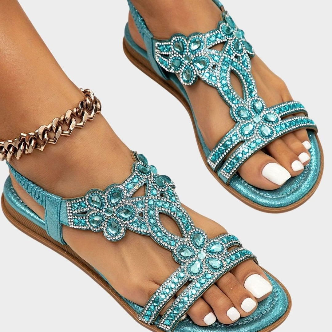 Women's Rhinestone Flat Slingback Orthopedic Sandals