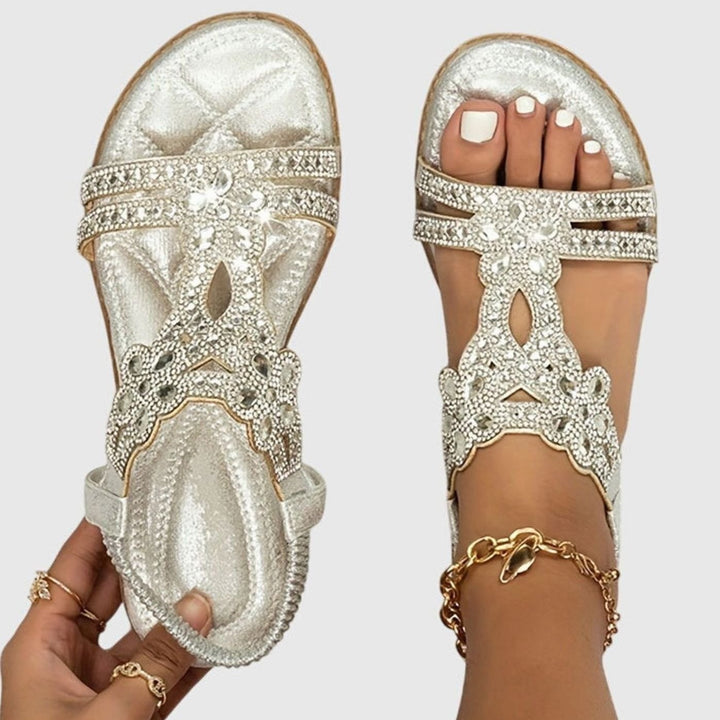 Women's Rhinestone Flat Slingback Orthopedic Sandals