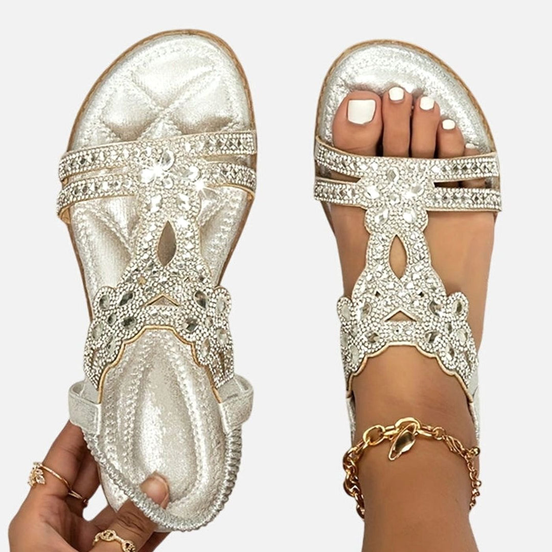 Women's Rhinestone Flat Slingback Orthopedic Sandals