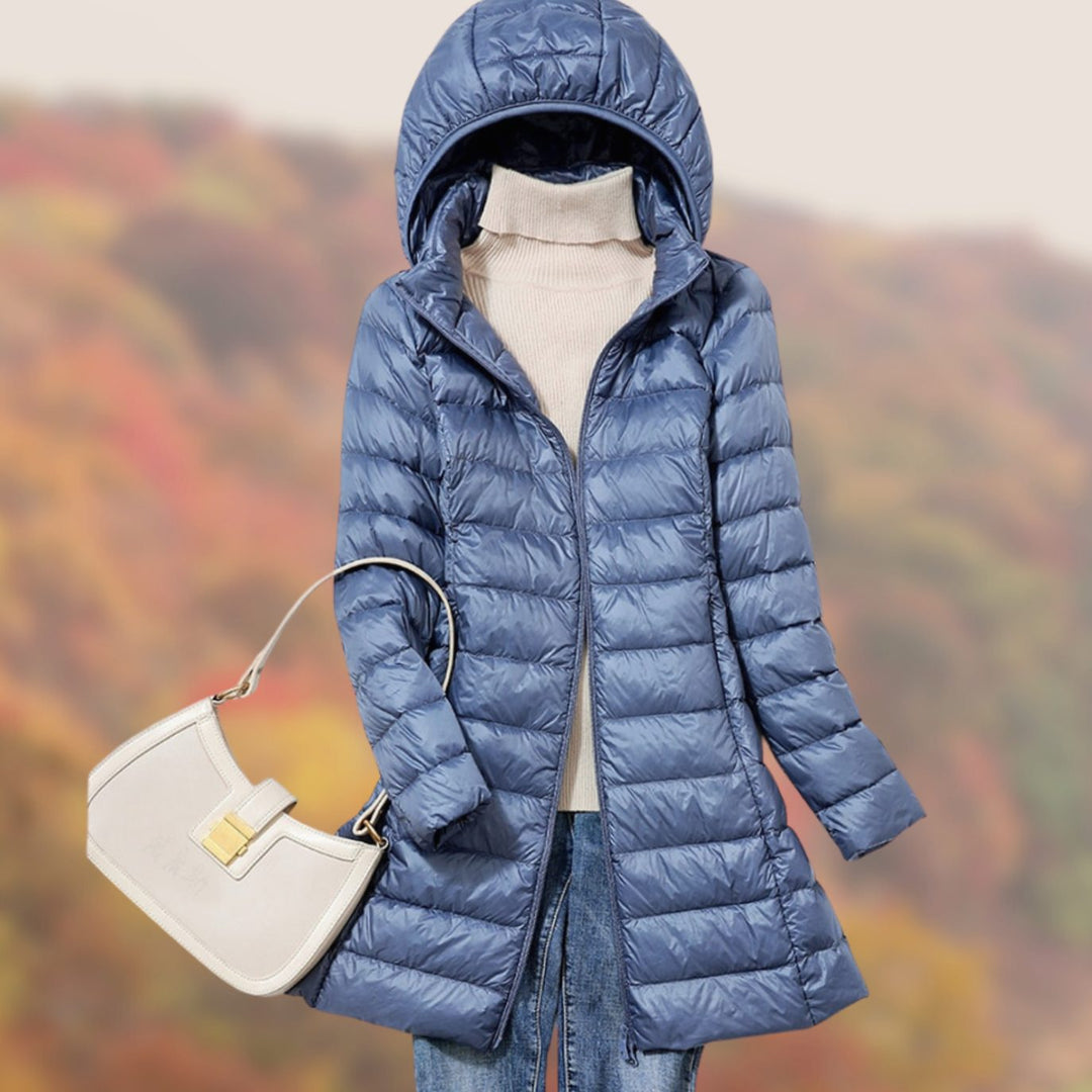 Women's Slim-Fit Hooded Lightweight Puffer Jacket - Blue