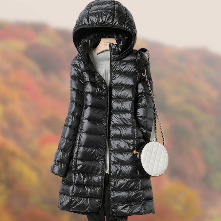 Women's Slim-Fit Hooded Lightweight Puffer Jacket - Black