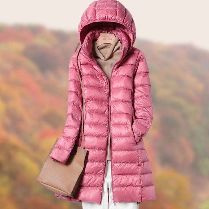 Women's Slim-Fit Hooded Lightweight Puffer Jacket - Pink