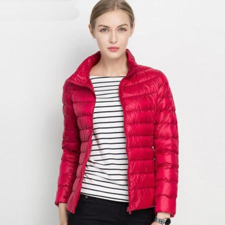 Women's Slim Fit Lightweight Quilted Puffer Winter Coat - Red