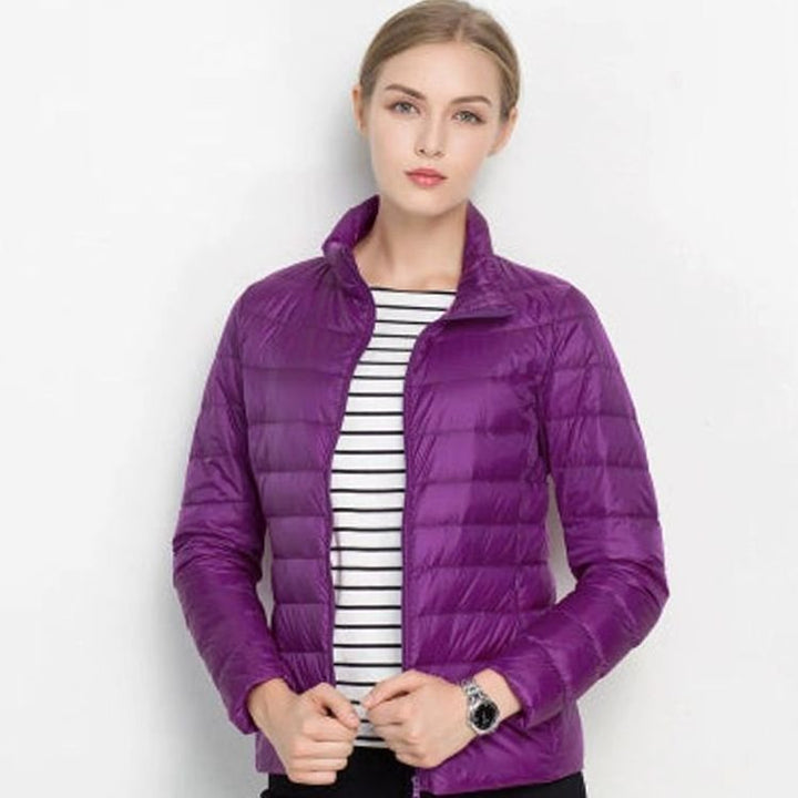 Women's Slim Fit Lightweight Quilted Puffer Winter Coat - Purple