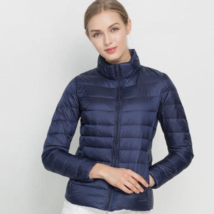 Women's Slim Fit Lightweight Quilted Puffer Winter Coat - Navy Blue