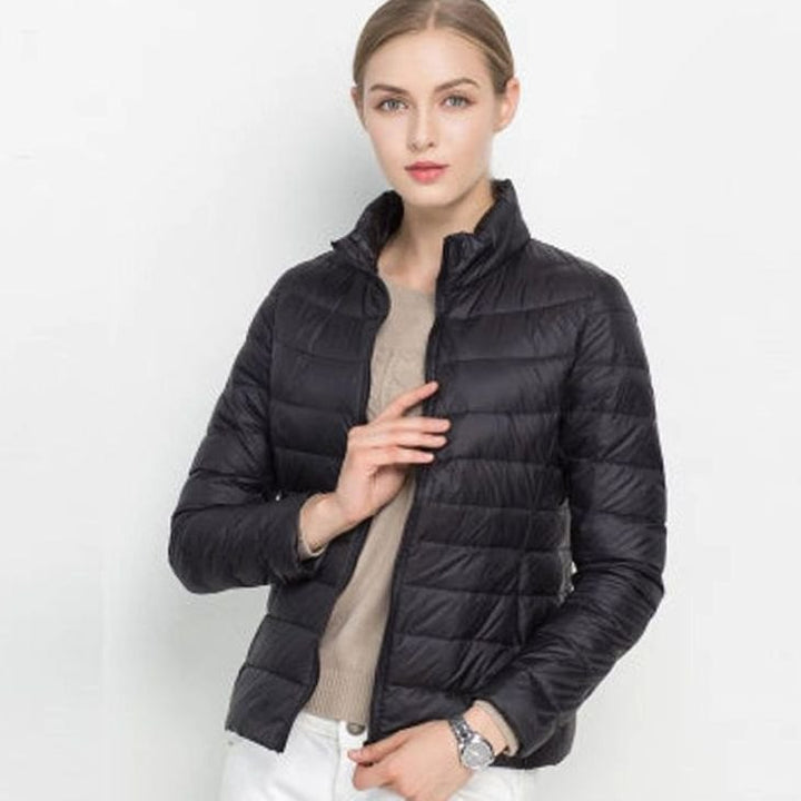 Women's Slim Fit Lightweight Quilted Puffer Winter Coat - Black