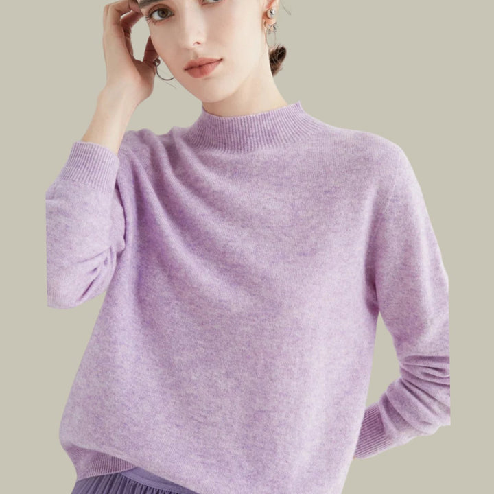 Women's Slim-Fit Mock-Neck Merino Wool Sweater - Jacquard Purple