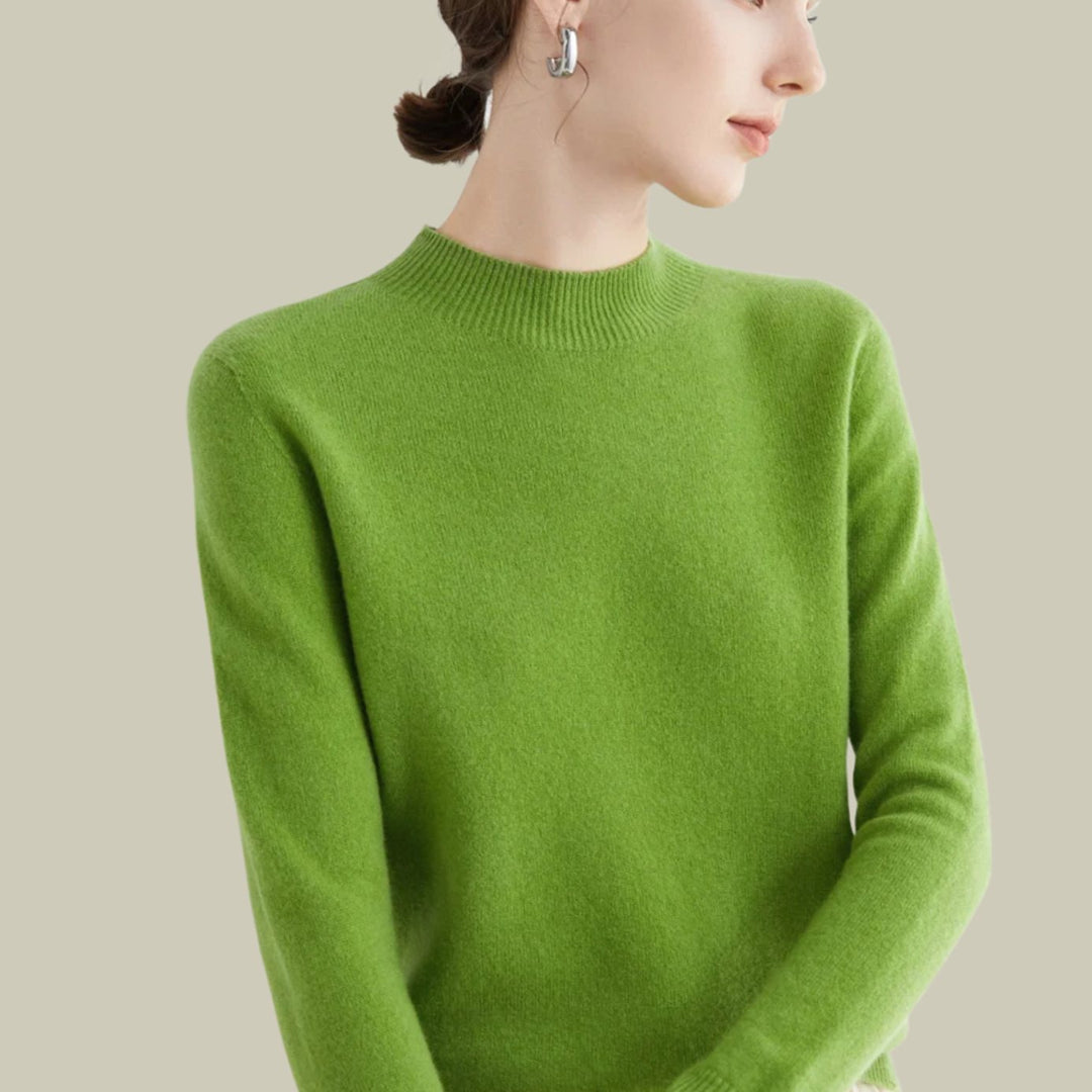 Women's Slim-Fit Mock-Neck Merino Wool Sweater - Fruit Green