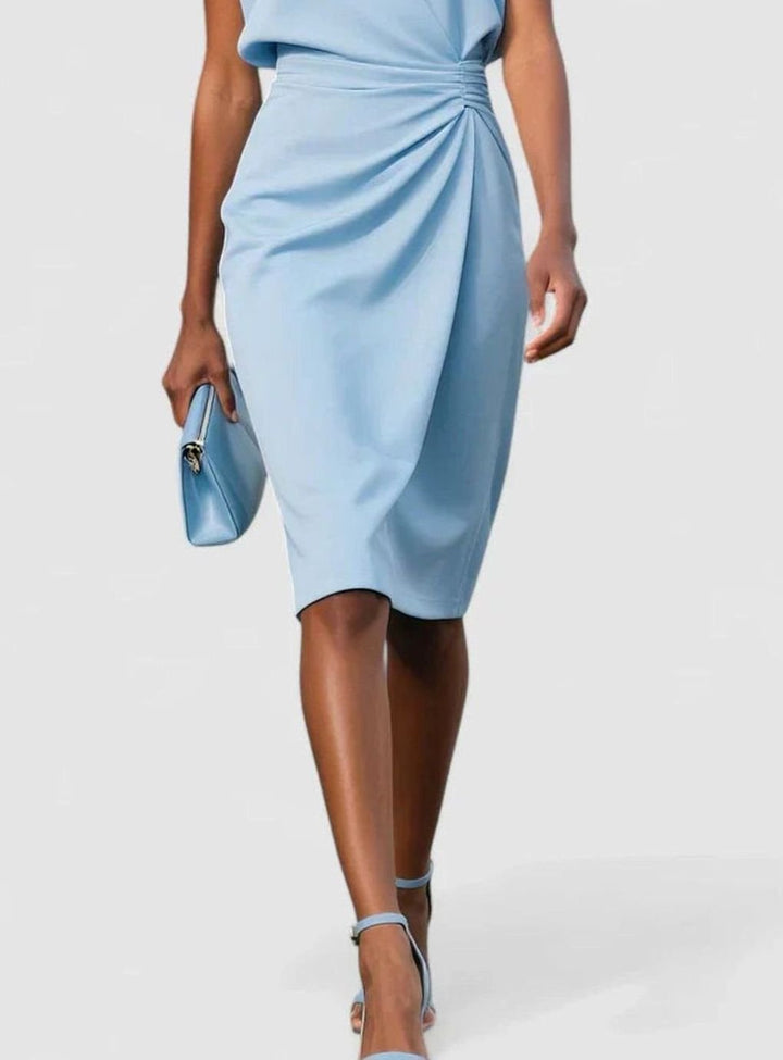 Women's Solid Color Dress Sleeveless Keyhole Ruched Midi Sheath