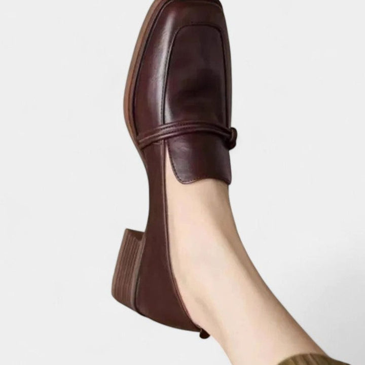 Women's Square-Toe Low-Heel Slip-On Orthopedic Loafers - Brown