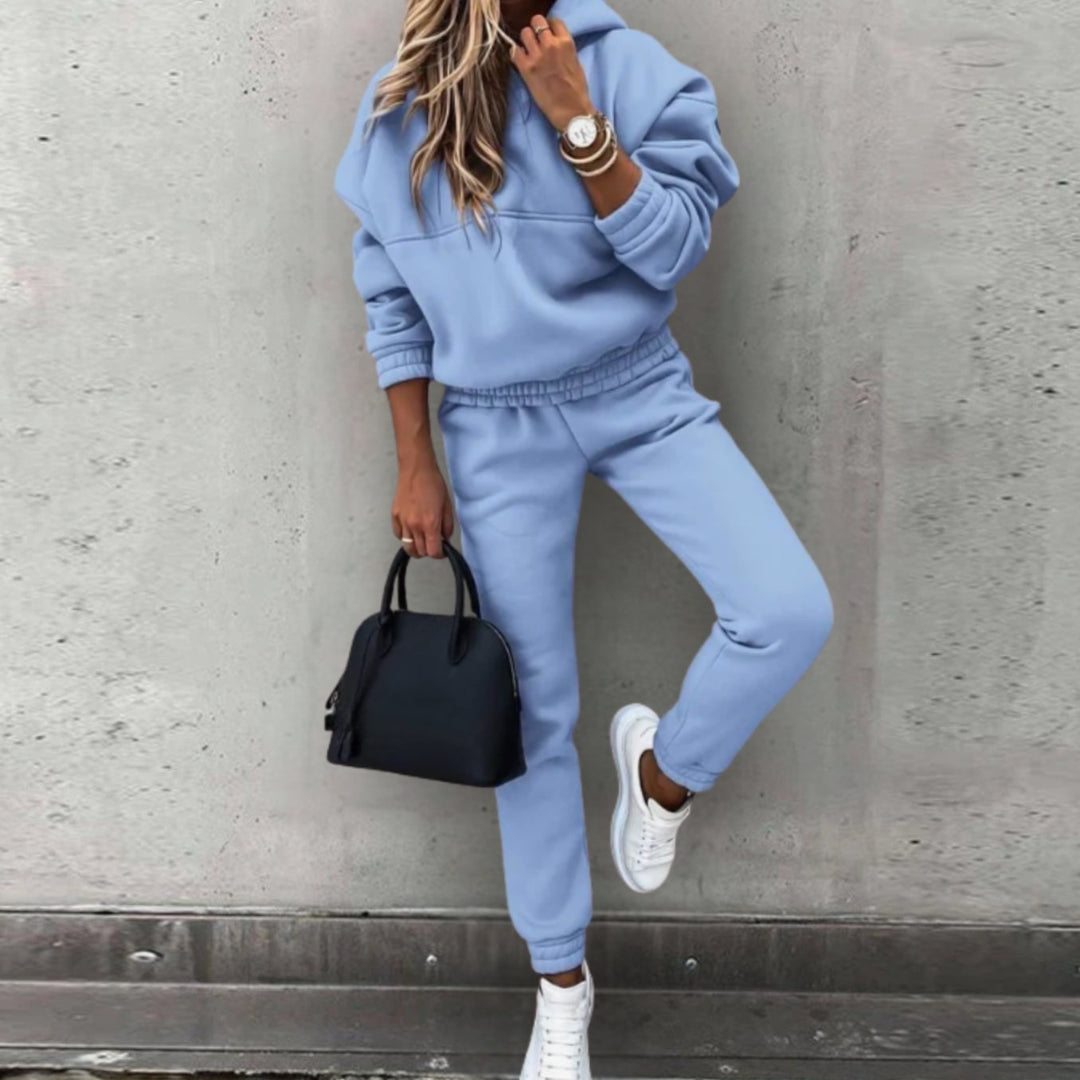 Women's Stretch Fit Hoodie Joggers Matching Athleisure Set - Blue
