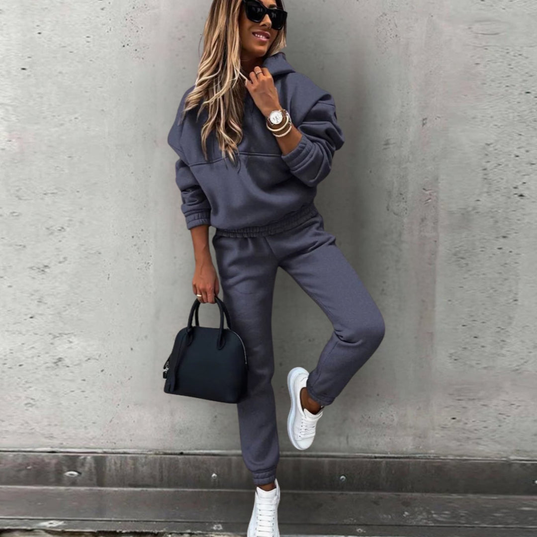 Women's Stretch Fit Hoodie Joggers Matching Athleisure Set - Dark Grey