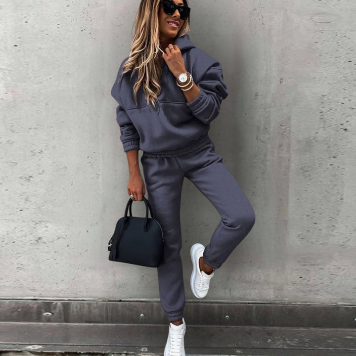 Women's Stretch Fit Hoodie Joggers Matching Athleisure Set - Dark Grey