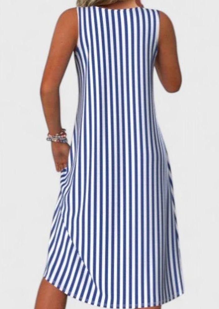 Women's Striped Sleeveless A-Line Sophisticated Dress