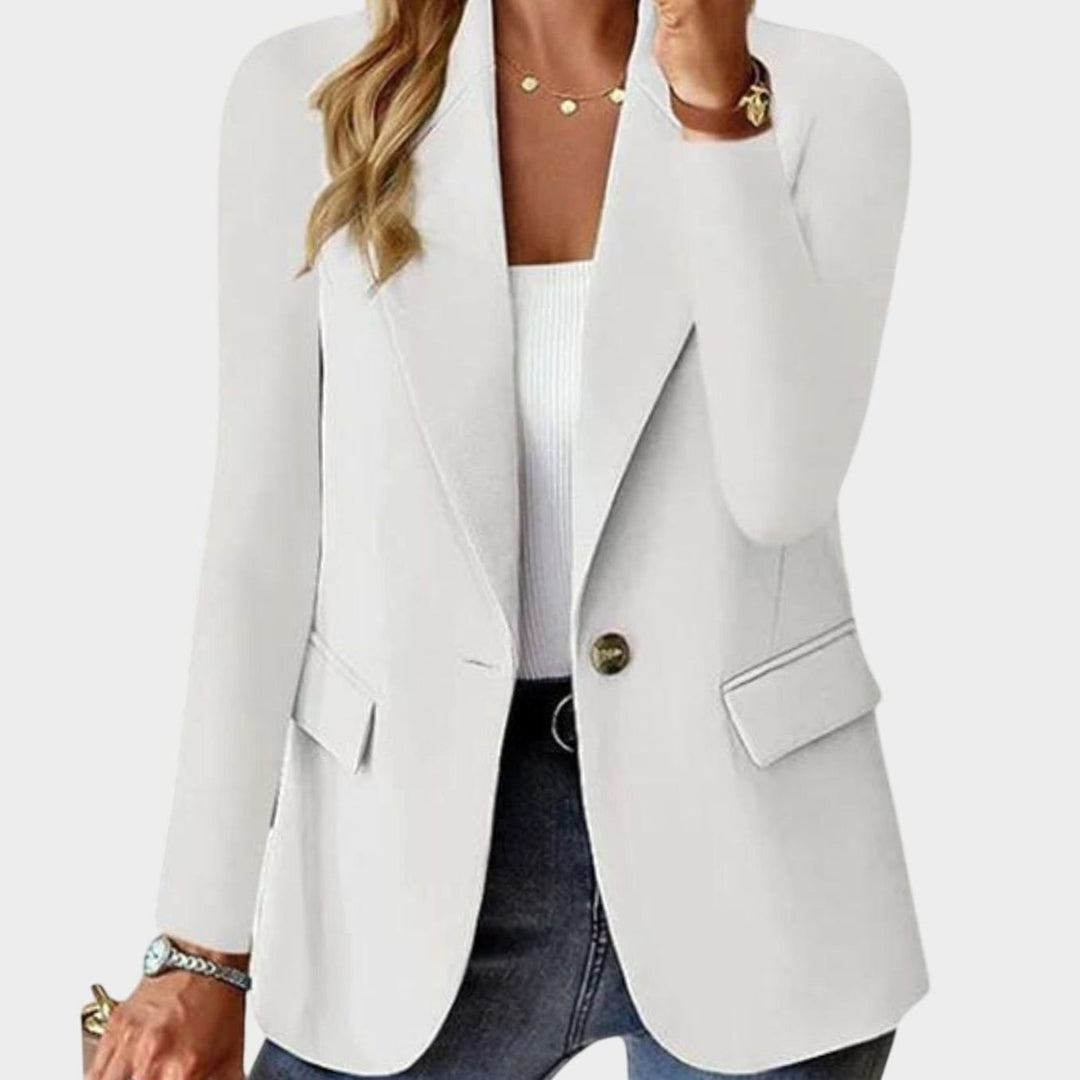 Women's Structured Single-Button Formal Blazer Wrinkle-Resistant - White