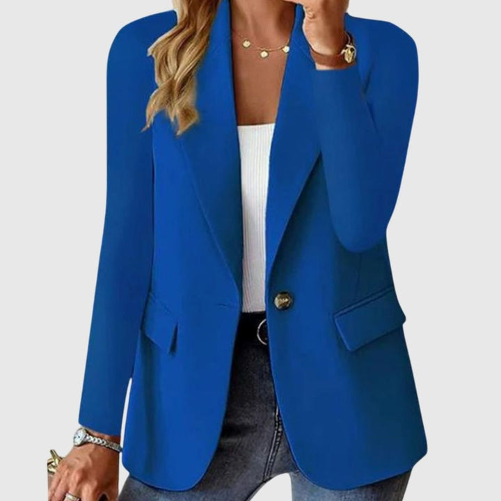 Women's Structured Single-Button Formal Blazer Wrinkle-Resistant - Blue
