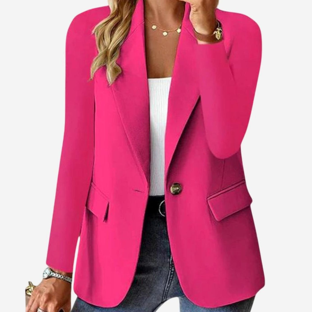 Women's Structured Single-Button Formal Blazer Wrinkle-Resistant - Pink