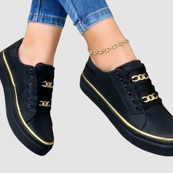 Women's Stylish Orthopedic Gold-Chain Lace-Up Platform Sneakers
