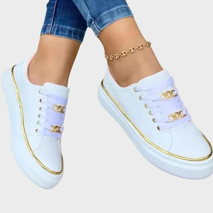 Women's Stylish Orthopedic Gold-Chain Lace-Up Platform Sneakers