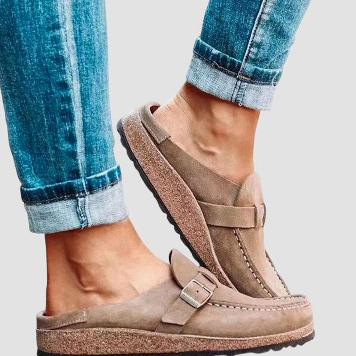 Women's Suede Buckle-Strap Orthopedic Clogs Arch-Support Slip-On