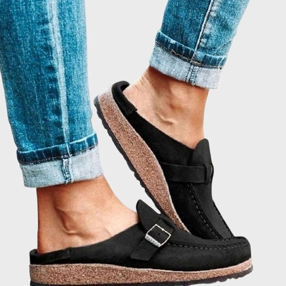 Women's Suede Buckle-Strap Orthopedic Clogs Arch-Support Slip-On