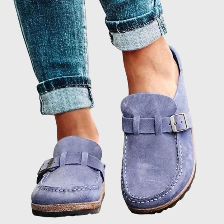Women's Suede Buckle-Strap Orthopedic Clogs Arch-Support Slip-On - Purple