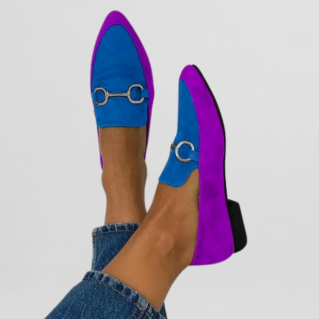 Women's Suede Horsebit Slip-On Loafers Flexible Sole - Purple Blue
