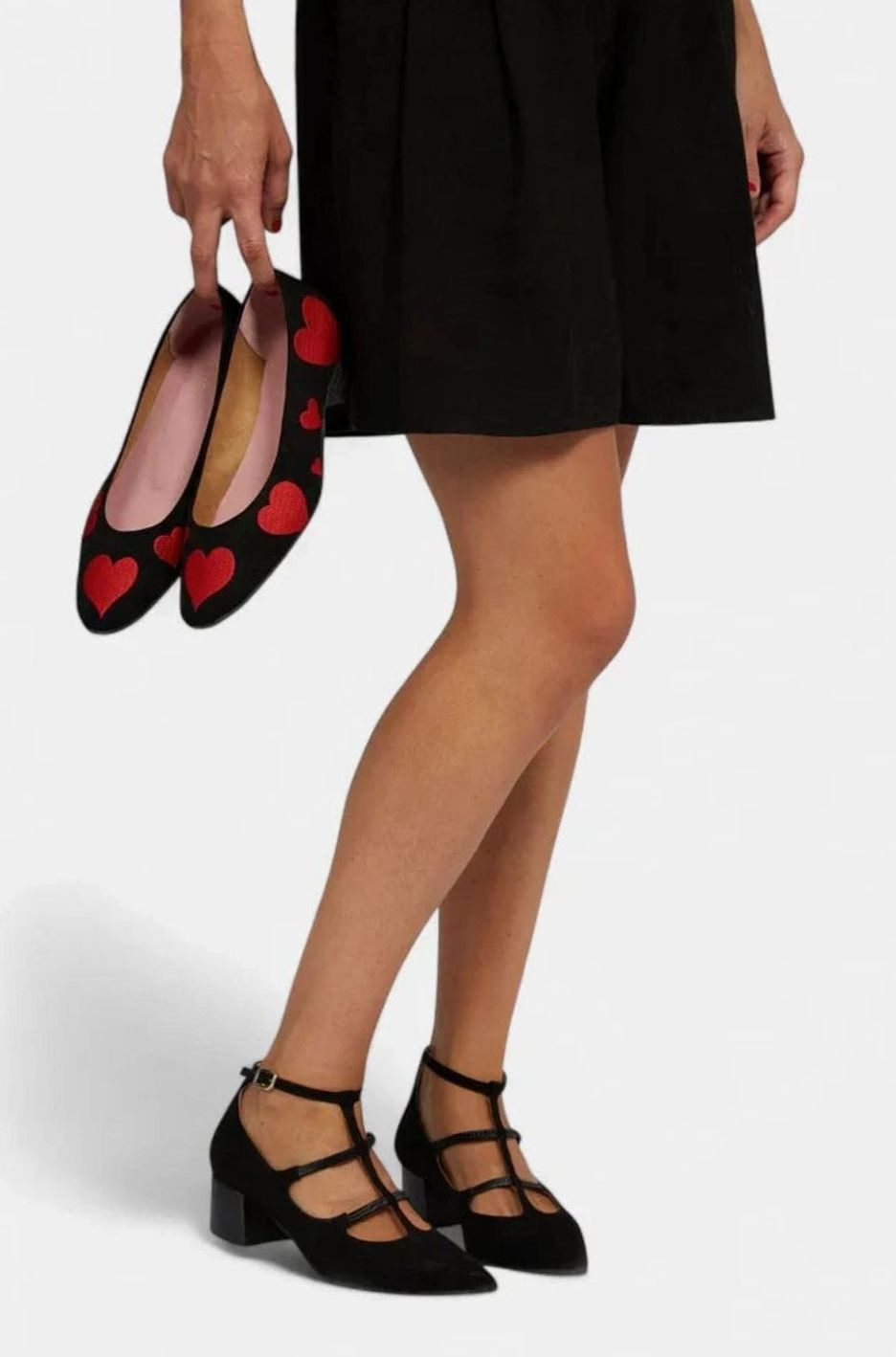 Women's Suede Pointed-Toe Strappy Block-Heel Pumps