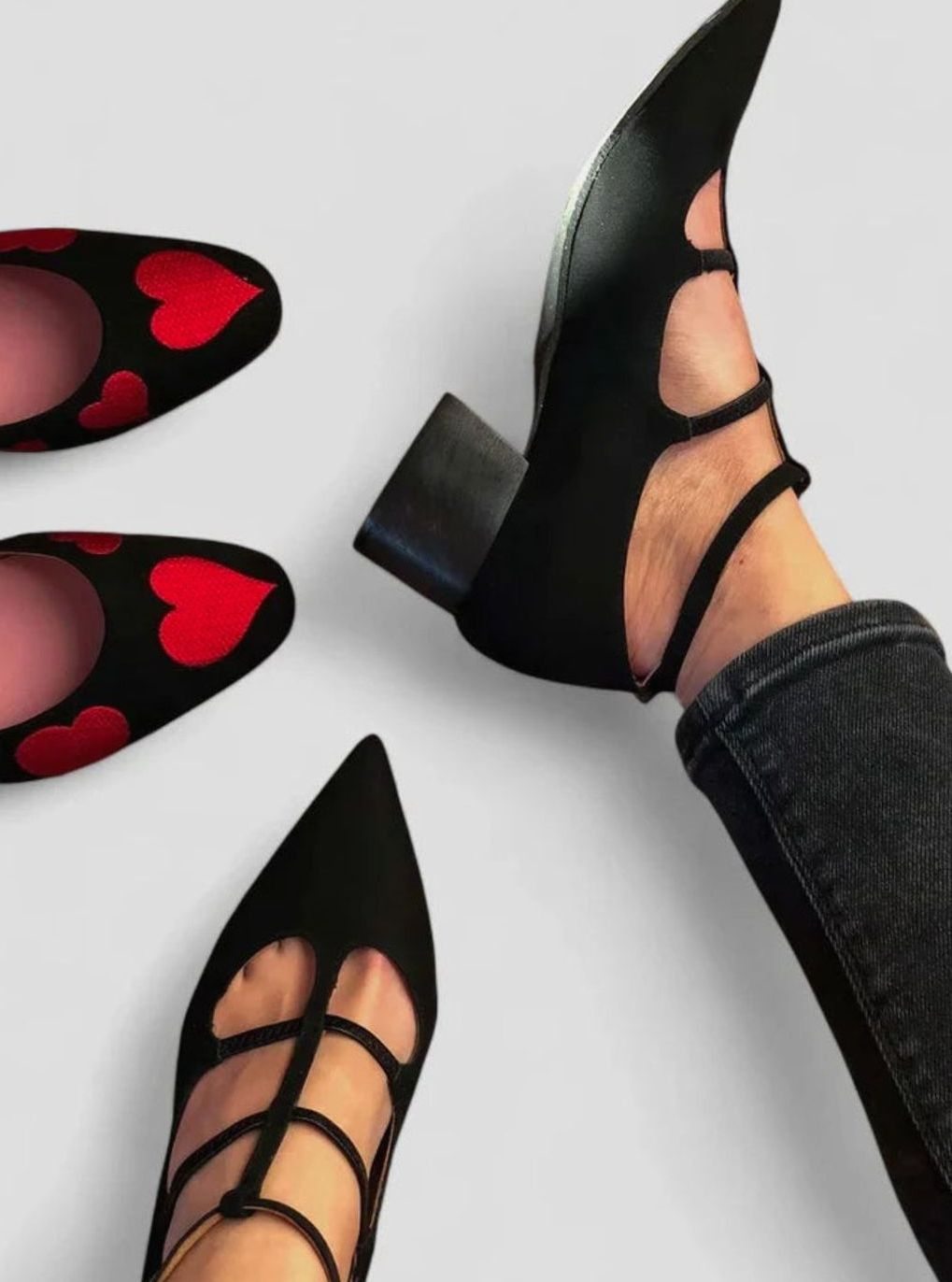 Women's Suede Pointed-Toe Strappy Block-Heel Pumps