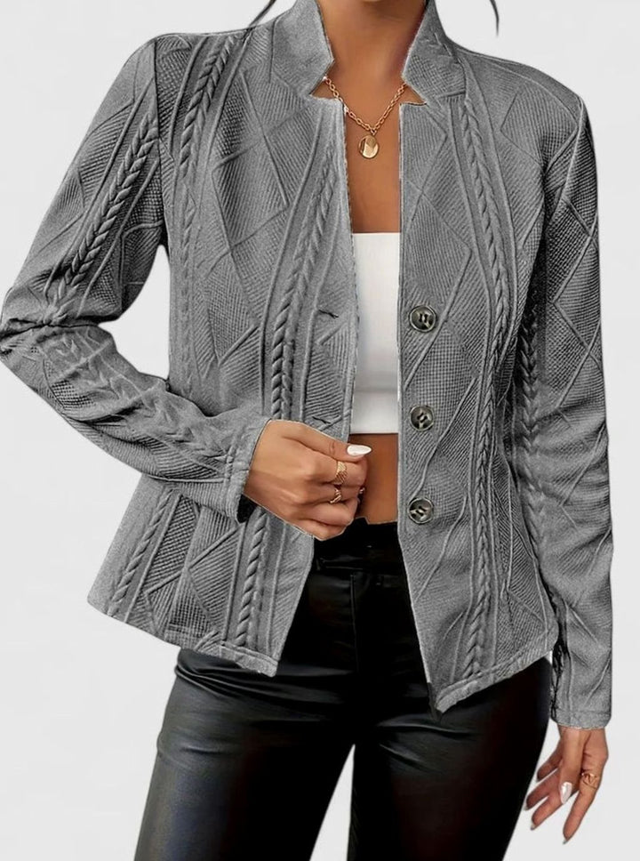 Women's Tailored-Fit Button-Front Textured Elegant Blazer - Gray