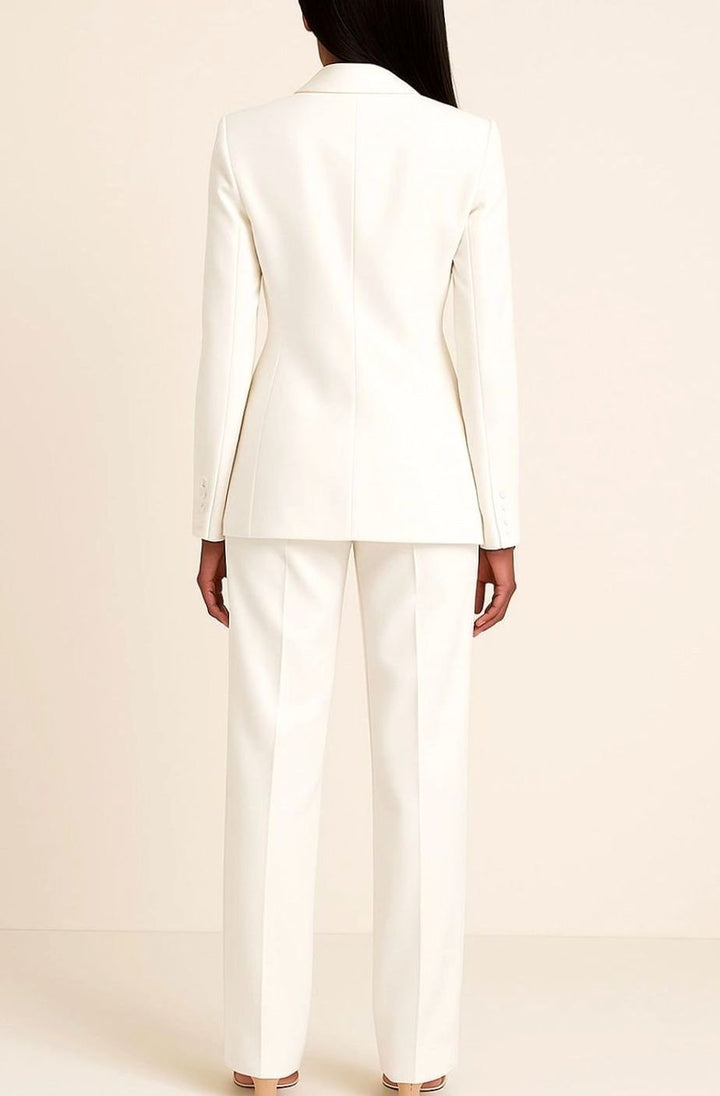 Women's Tailored Single-Button Blazer Wide-Leg Suit Set