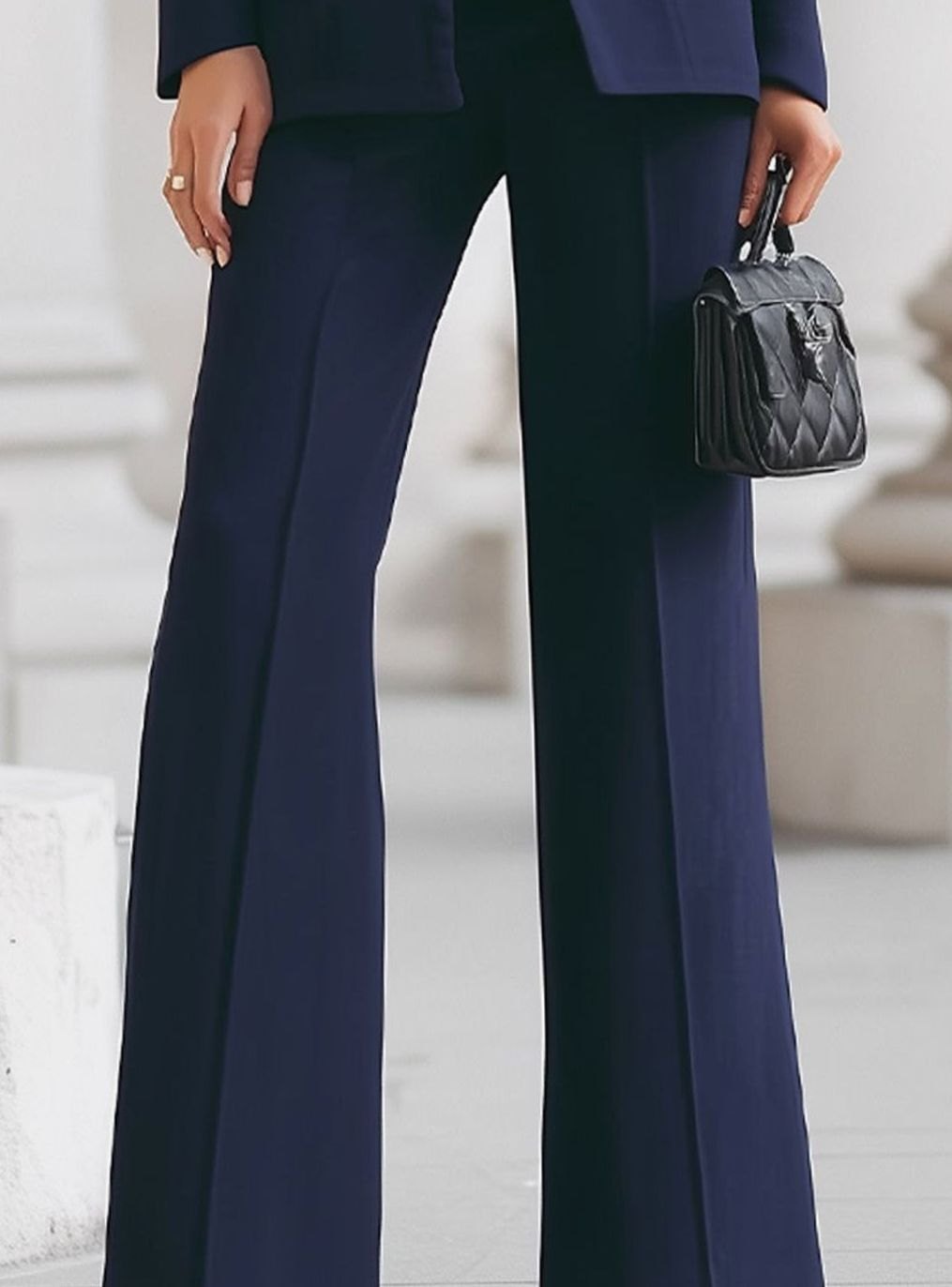 Women's Tailored Stand-Collar Single-Button Blazer Suit Set
