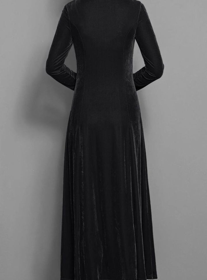 Women's Velvet Long-Sleeve A-Line Party Dress