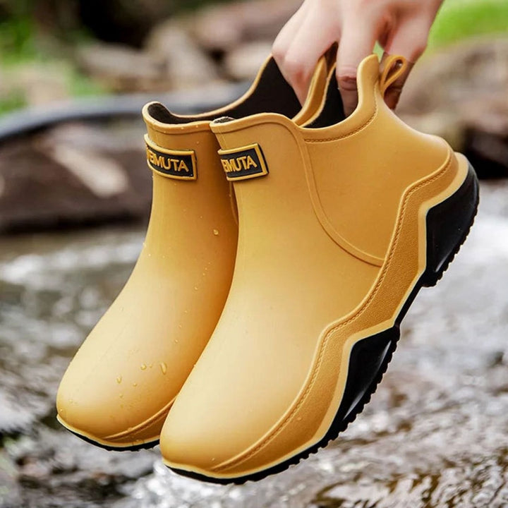 Women's Waterproof Chelsea Slip-On Boots Rubber Outdoor - Khaki