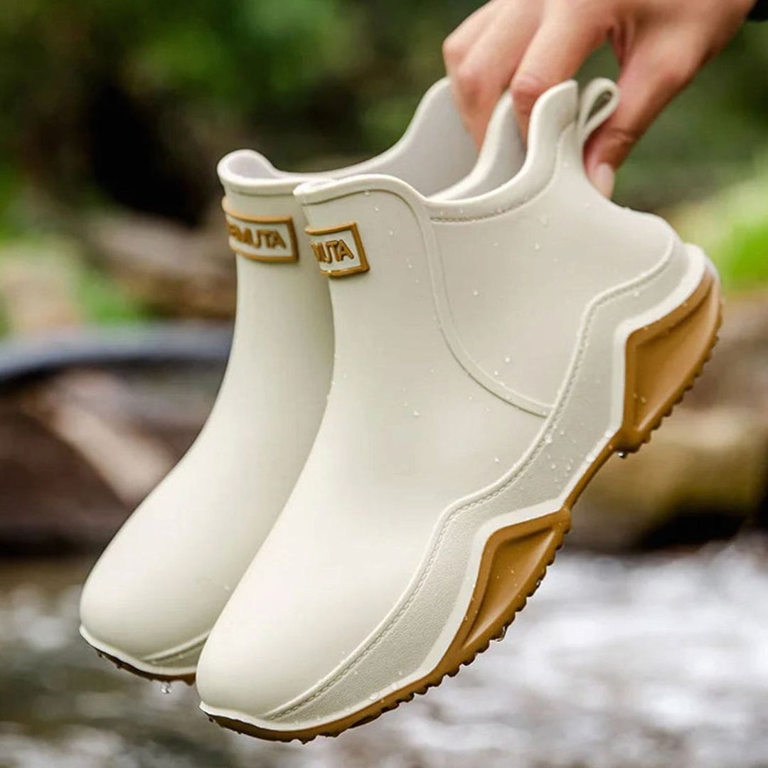 Women's Waterproof Chelsea Slip-On Boots Rubber Outdoor - White