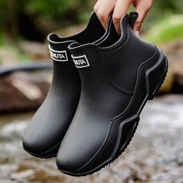 Women's Waterproof Chelsea Slip-On Boots Rubber Outdoor - Black