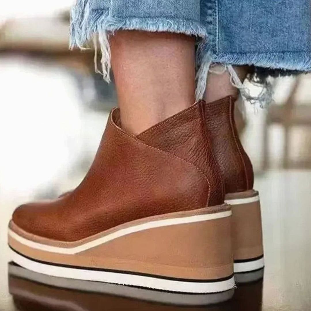 Women's Wedge Platform Chelsea Boots Slip-On Ankle Booties