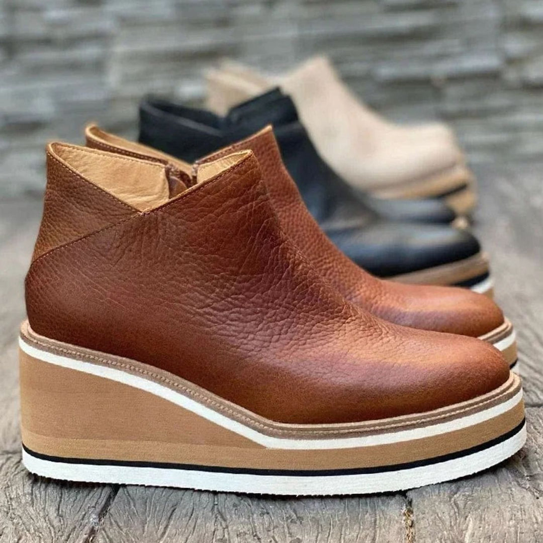 Women's Wedge Platform Chelsea Boots Slip-On Ankle Booties