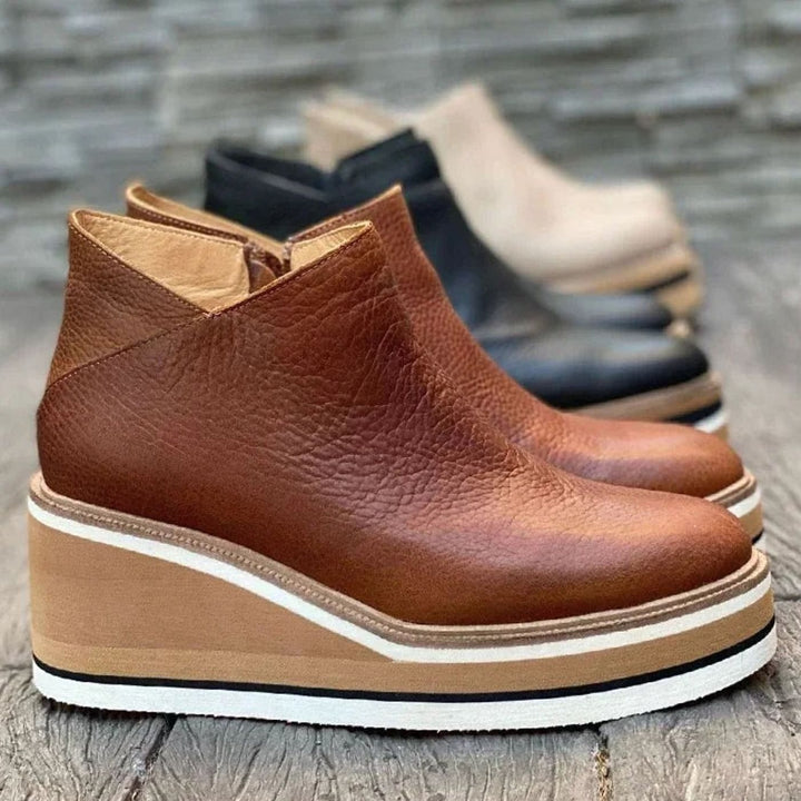 Women's Wedge Platform Chelsea Boots Slip-On Ankle Booties