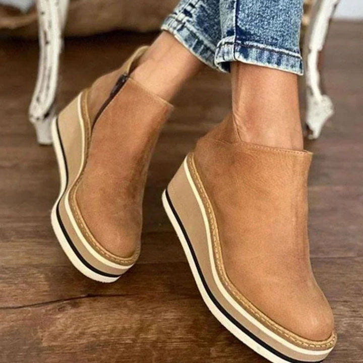 Women's Wedge Platform Chelsea Boots Slip-On Ankle Booties