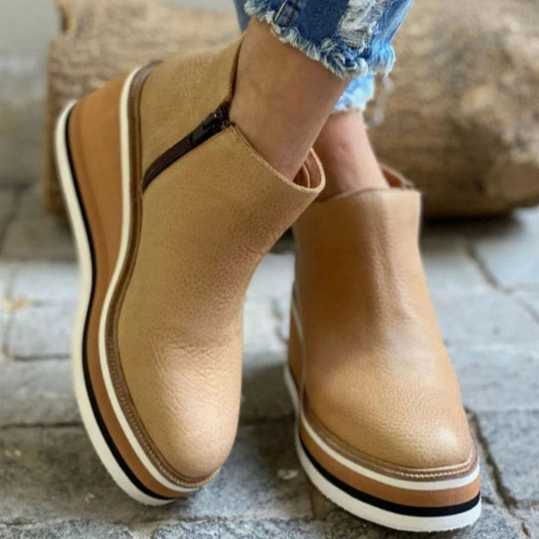 Women's Wedge Platform Chelsea Boots Slip-On Ankle Booties
