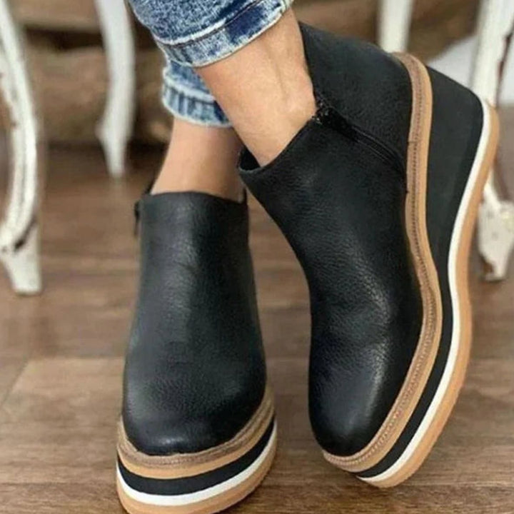 Women's Wedge Platform Side-Zip Ankle Boots