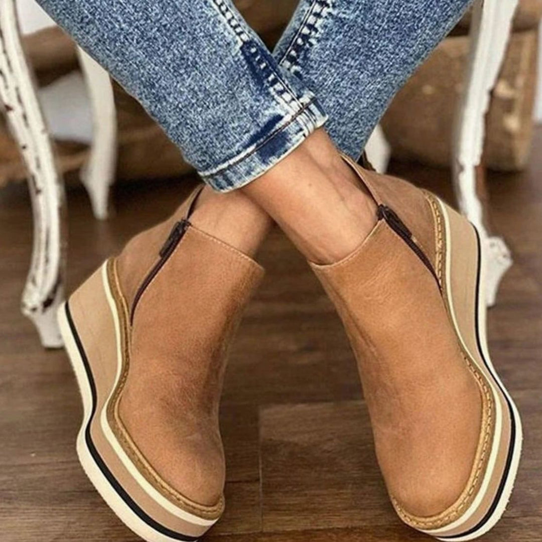 Women's Wedge Platform Side-Zip Ankle Boots
