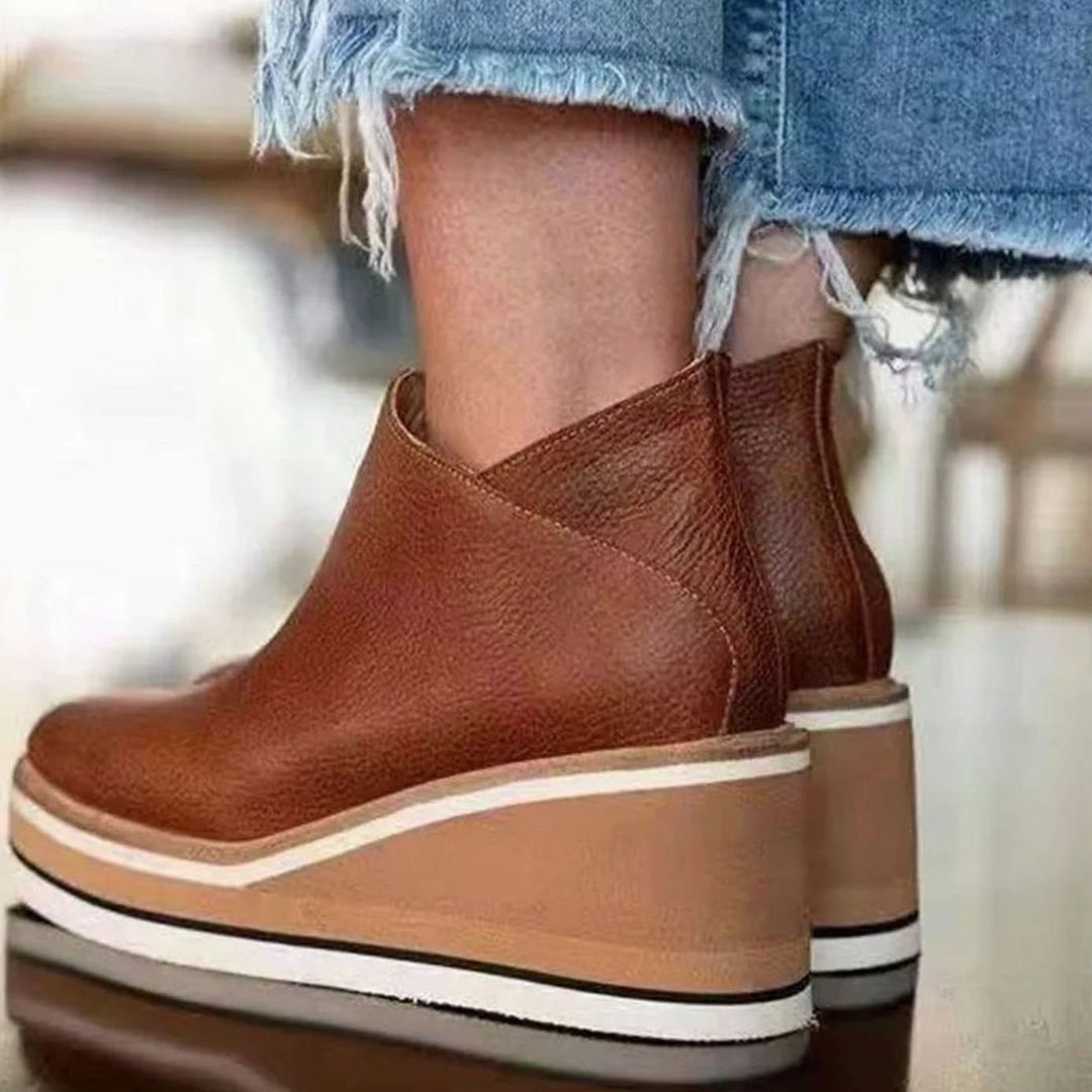 Women's Wedge Platform Side-Zip Ankle Boots