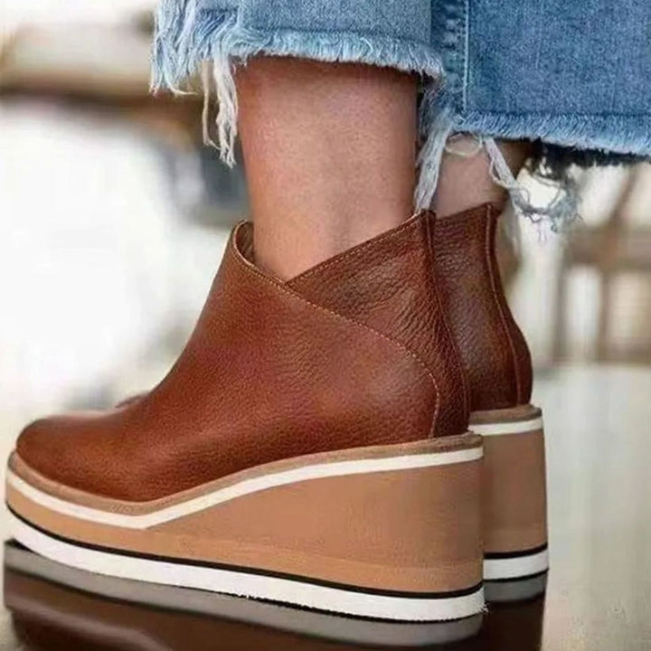 Women's Wedge Platform Side-Zip Ankle Boots