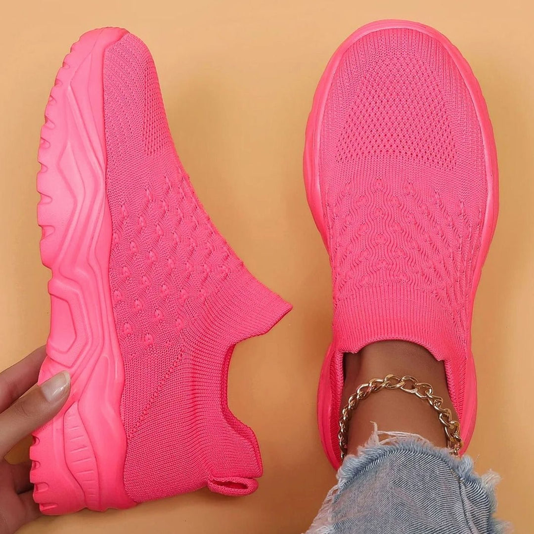 Women's Wide-Fit Knit Sock Slip-On Air Cushion Sneakers - 1